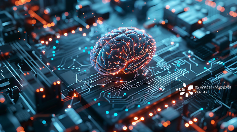 【AI数字艺术】科技人工智能大脑芯片背景图片素材