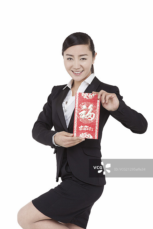 商务女士拿着红包图片素材