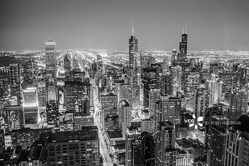 芝加哥城市夜景风光图片素材