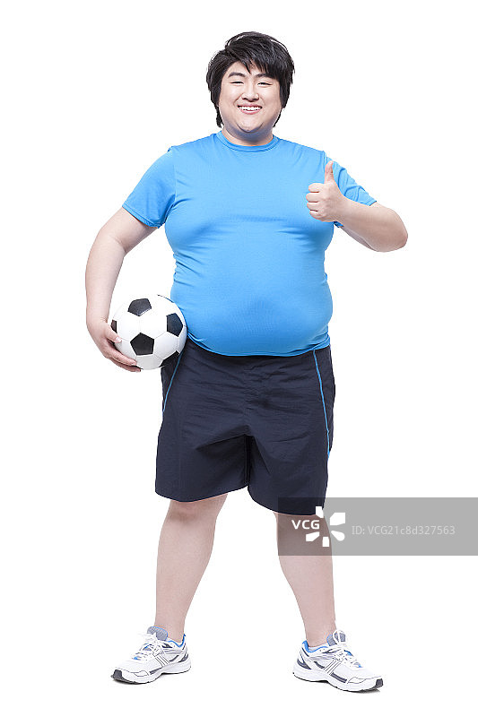 胖子与足球图片素材