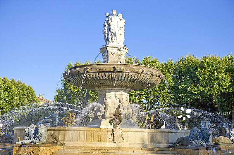 欧洲,法国,普罗旺斯,艾克斯,狮子喷泉,图片素材