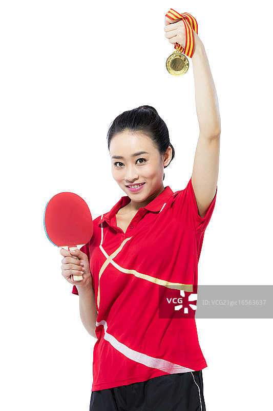 乒乓球女运动员夺冠图片素材