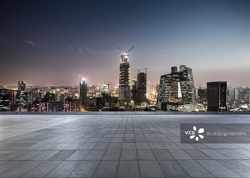 北京cbd摩天大楼道路广场图片素材