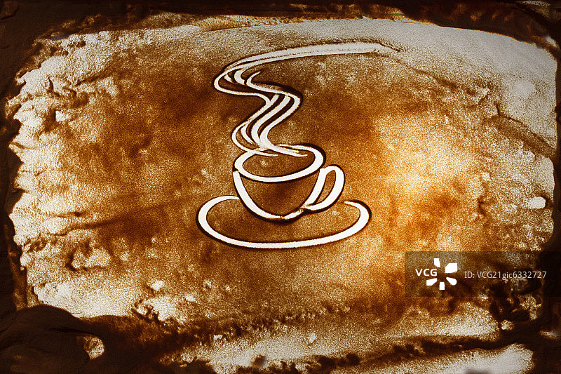 咖啡杯沙画图片素材