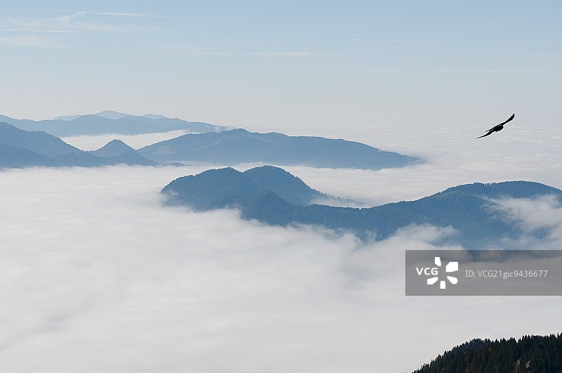 观云雾笼罩的山景图片素材