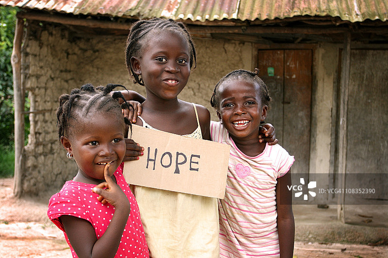 有希望标志的非洲女孩图片素材