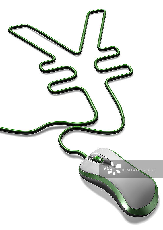 电脑鼠标用电缆形成日圆符号图片素材
