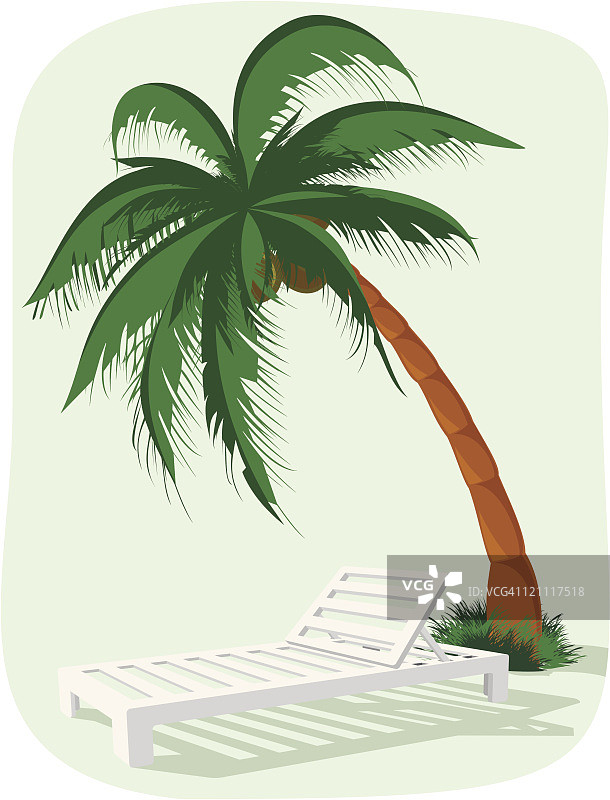 太阳躺椅和棕榈树图片素材