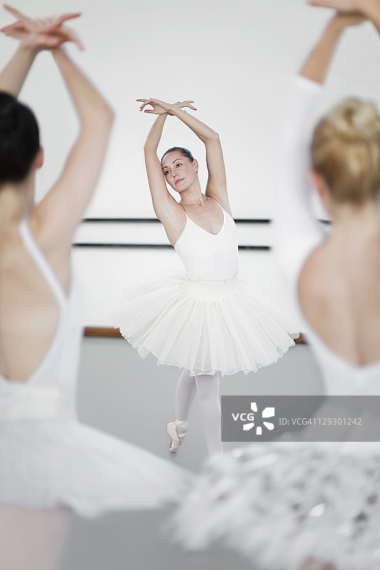 芭蕾舞演员在工作室摆姿势图片素材