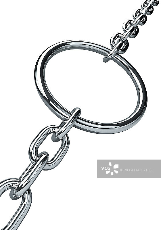 钢链连接在钢环上图片素材
