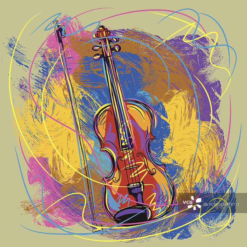 色彩斑斓的小提琴图片素材