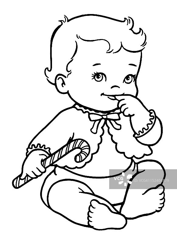 婴儿抱拐杖糖图片素材