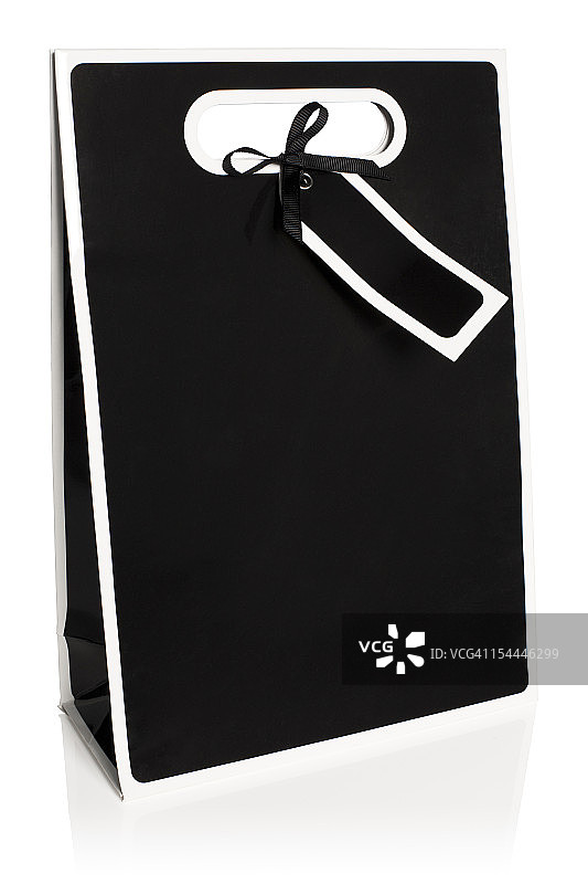 黑色卡片礼品袋，礼品标签和丝带图片素材
