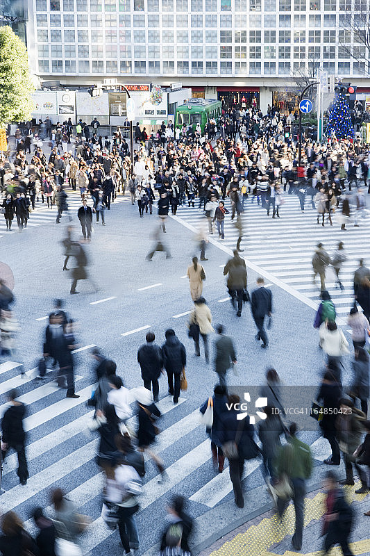 日本涩谷人行横道上的人群图片素材