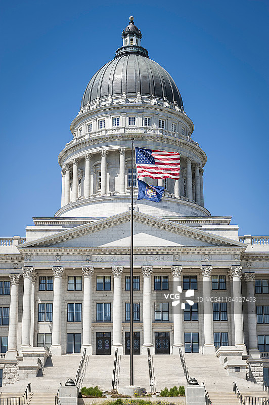犹他州国会大厦星条旗盐湖城图片素材