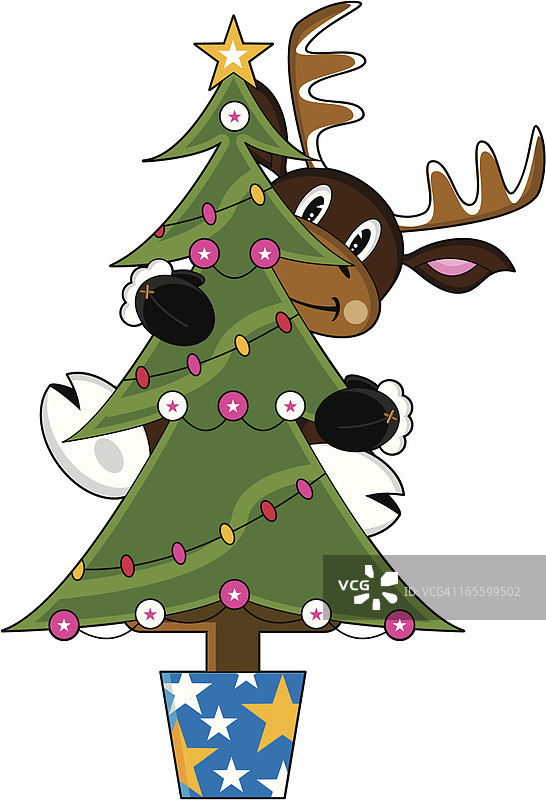 驯鹿和圣诞树图片素材