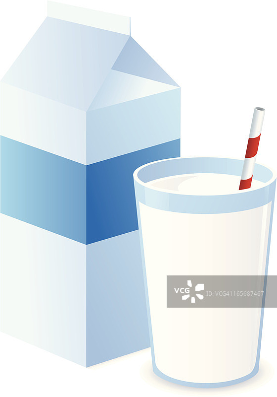 牛奶与吸管和纸盒图片素材
