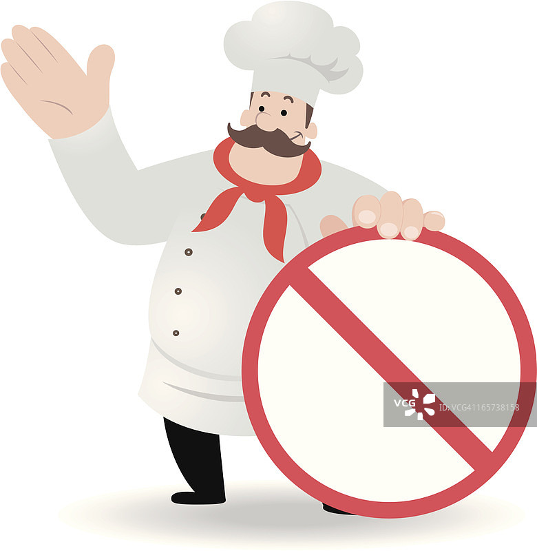 胖厨师显示禁止标志图片素材