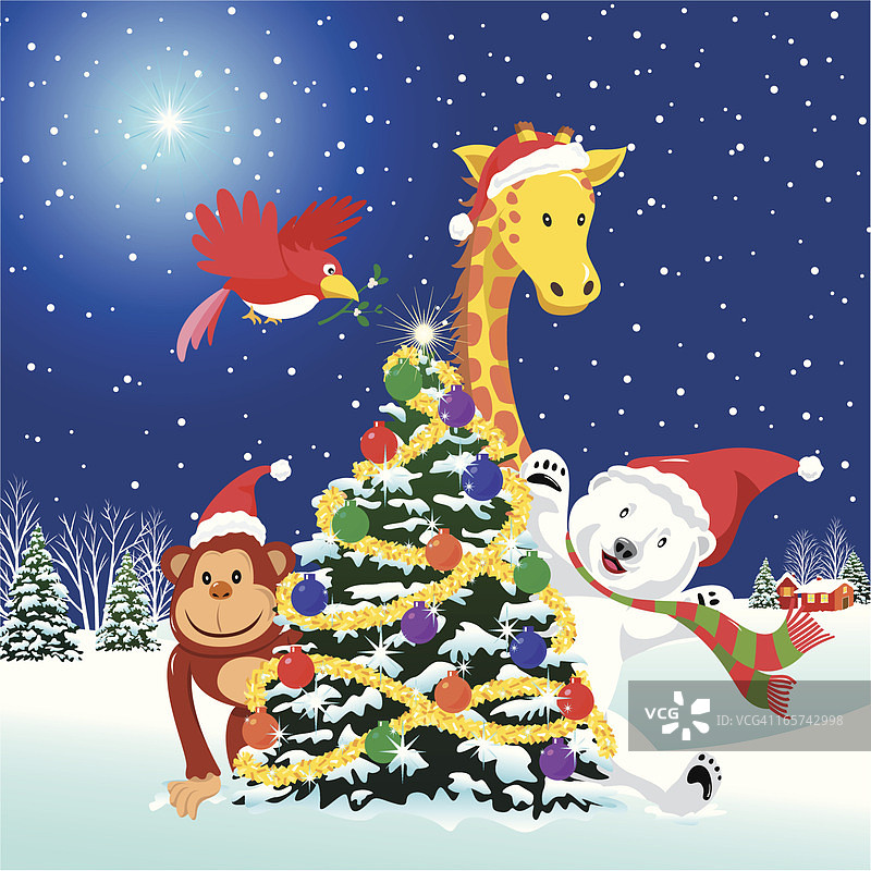 动物圣诞庆祝活动图片素材
