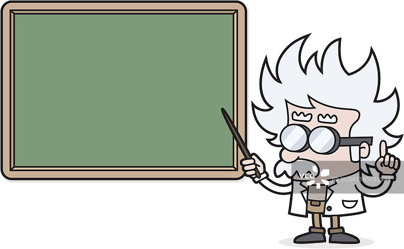 卡通老师指向黑板给你的课文/科学家/教授图片素材
