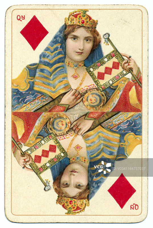 方块皇后唐多夫莎士比亚古董扑克牌图片素材