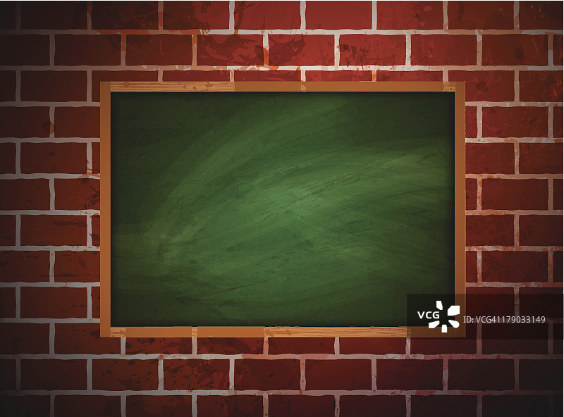 绿色的黑板在砖墙上图片素材
