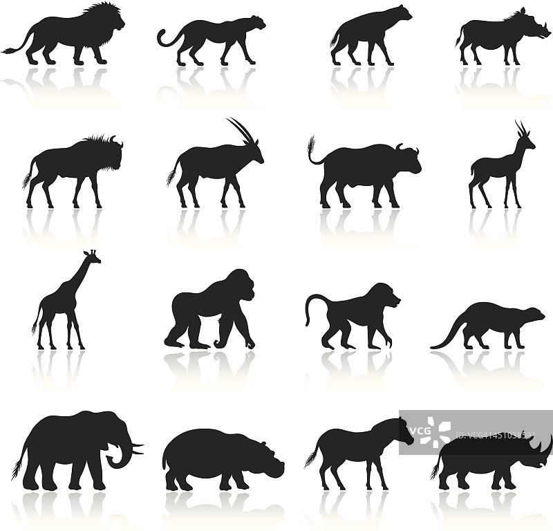 非洲动物图标集图片素材