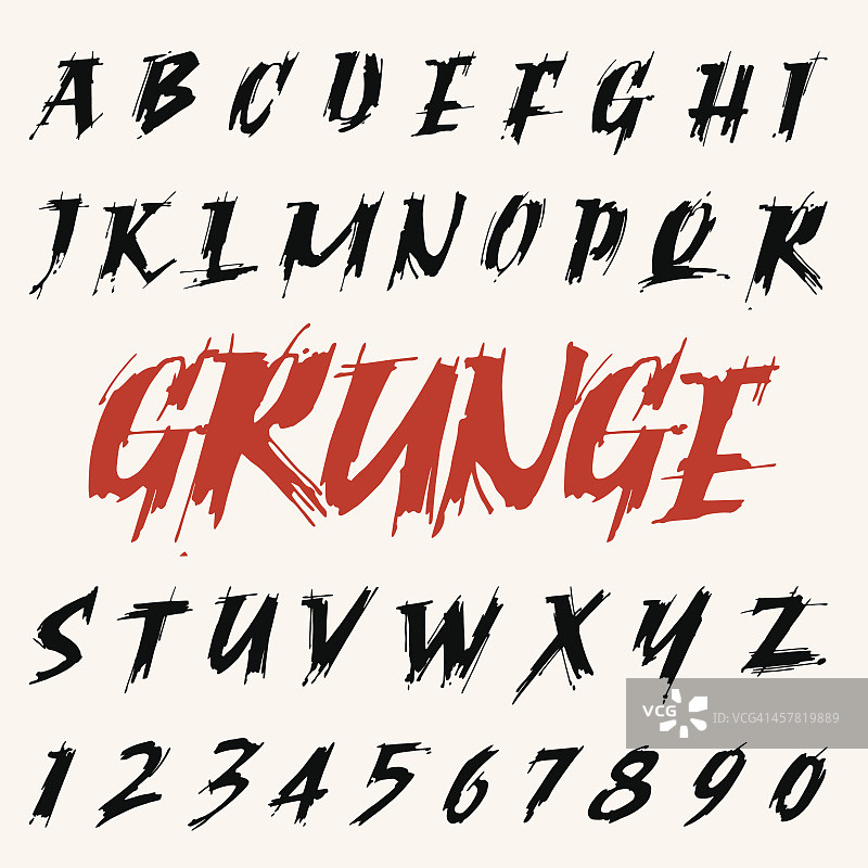 向量grunge字体集。大写字母图片素材
