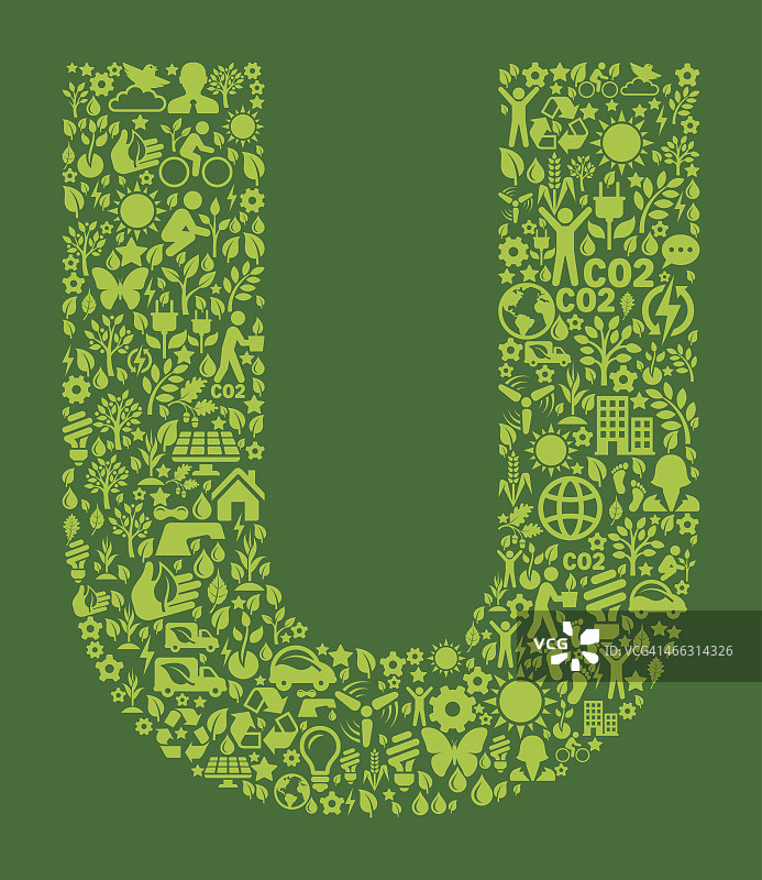 字母U环境保护和自然界面图标图案图片素材