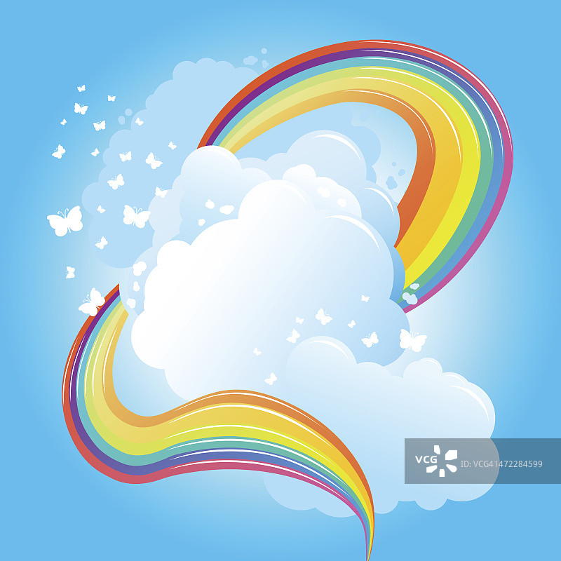 彩虹和蝴蝶在云图片素材
