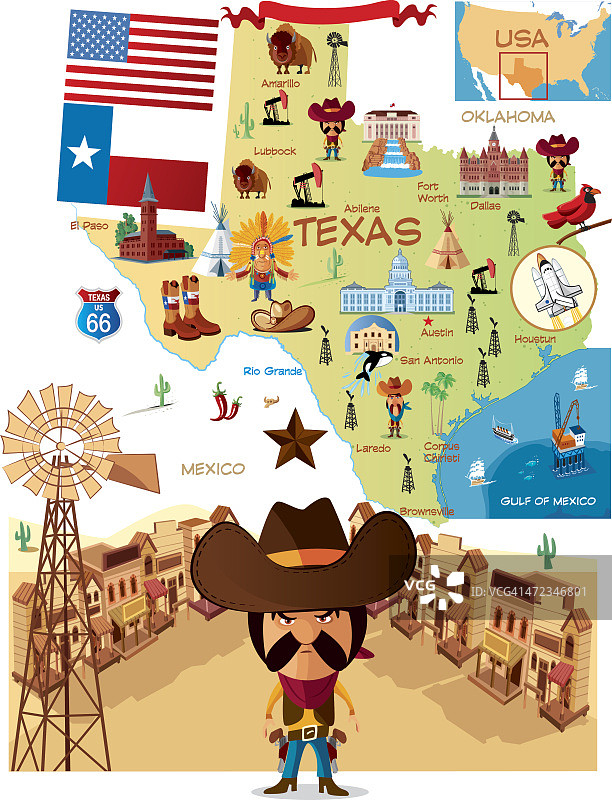 德州卡通地图图片素材