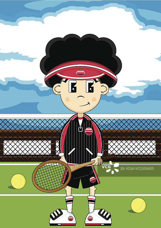 卡通网球的男孩图片素材