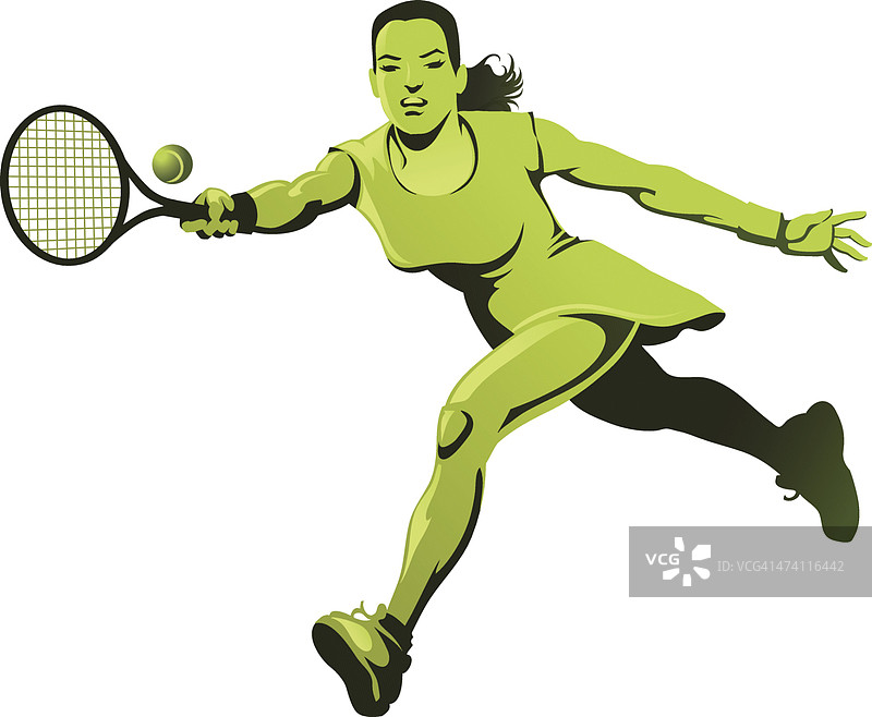 女子网球运动员伸直身体去接球图片素材