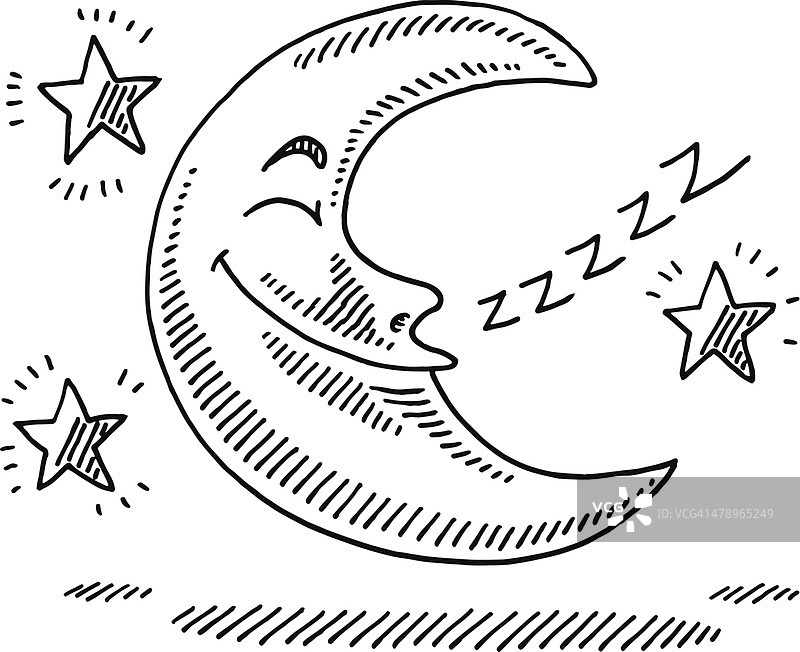 睡觉月亮星星夜画图片素材