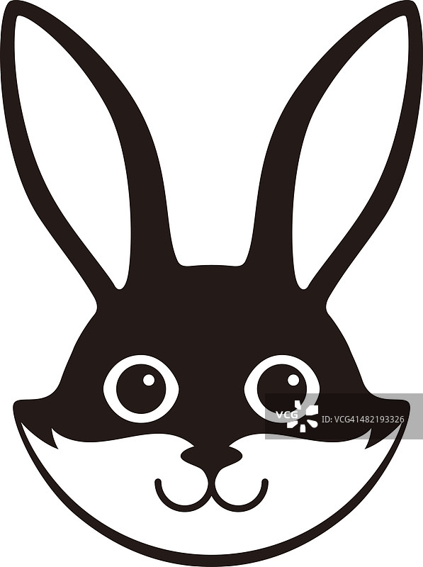 可爱的兔子，卡通平面图标设计图片素材