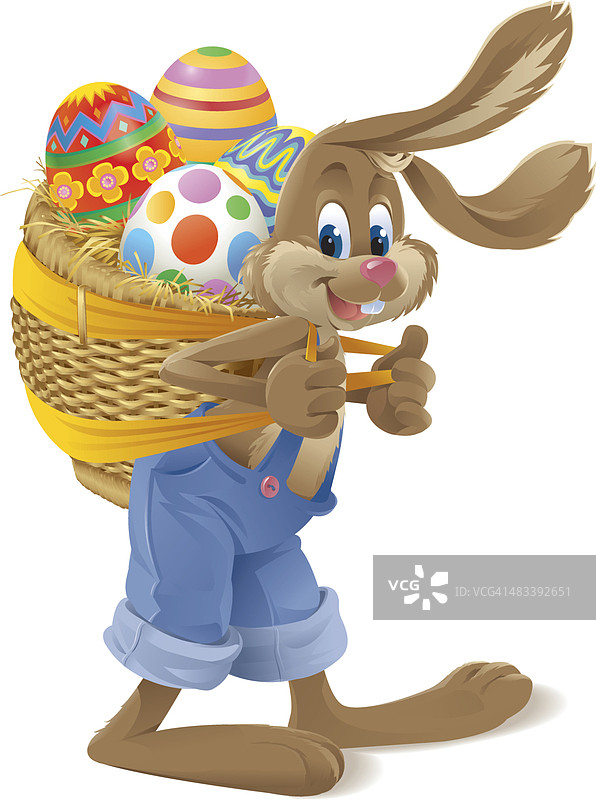 带着鸡蛋篮子的复活节兔子图片素材