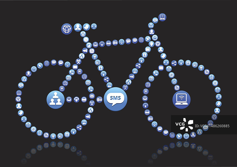 自行车免版税向量社会网络和互联网图标集图片素材