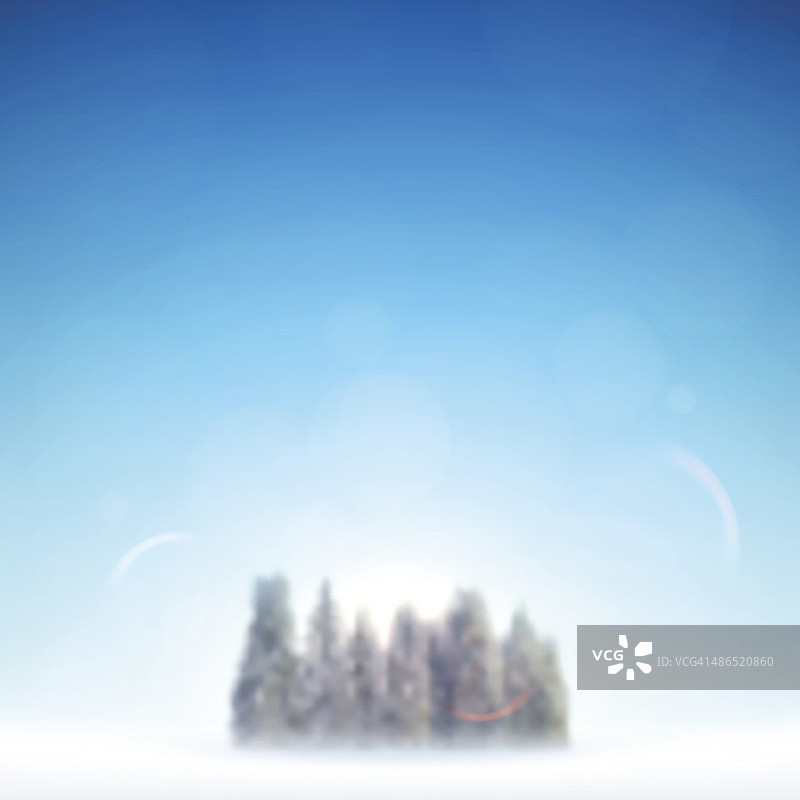 冬天的风景，圣诞树与雪在明亮的蓝色天空。图片素材