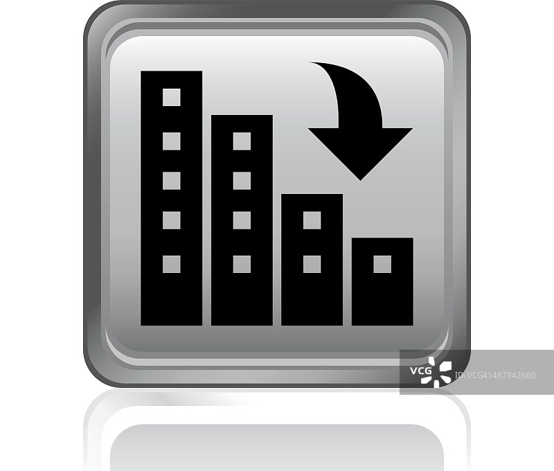 公寓大楼图标上的一个方形按钮。图片素材