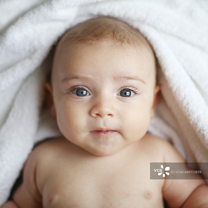 一个2个月大的男婴的肖像图片素材