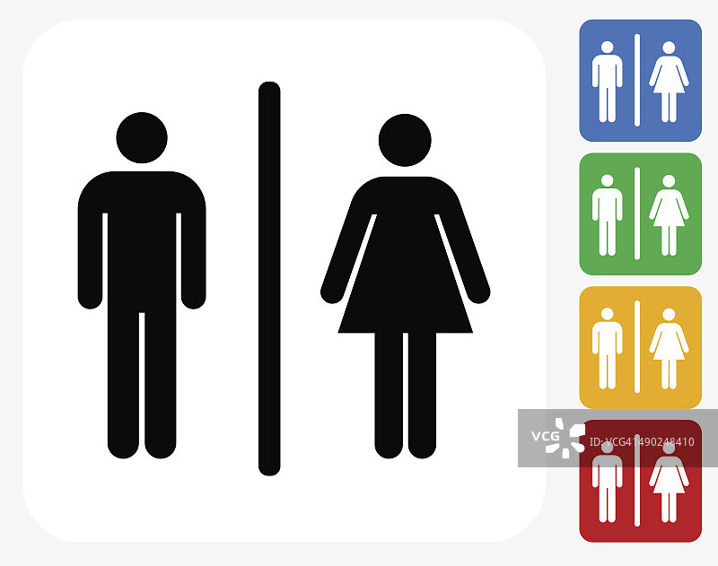 男女浴室标志图标平面设计图片素材