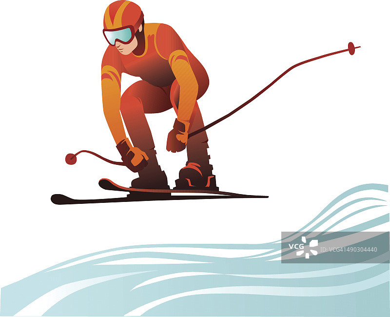 人滑雪在全速-速降滑雪者图片素材