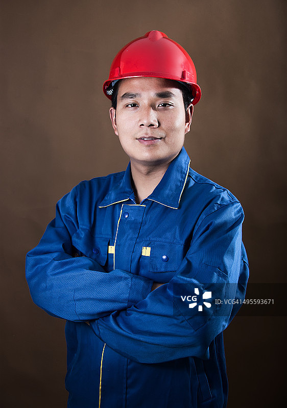 亚洲建筑工人的肖像图片素材