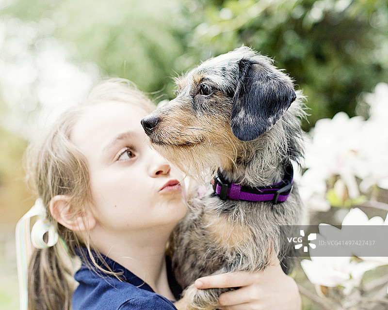 女孩和她的狗…图片素材