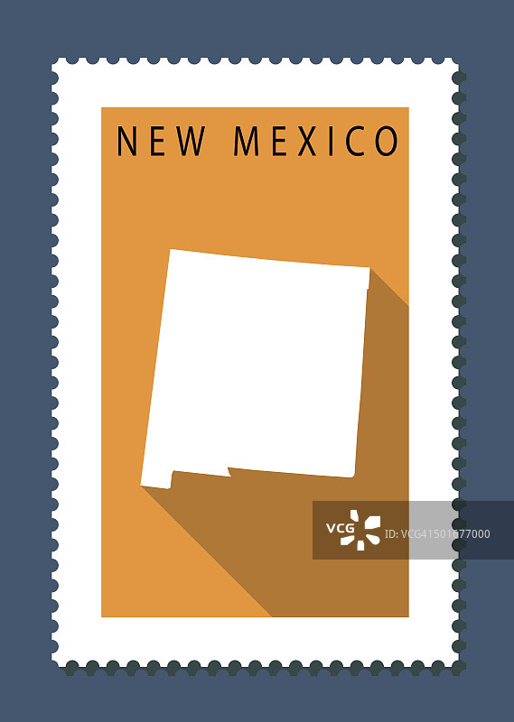 新墨西哥地图橙色背景，长阴影，平面设计图片素材