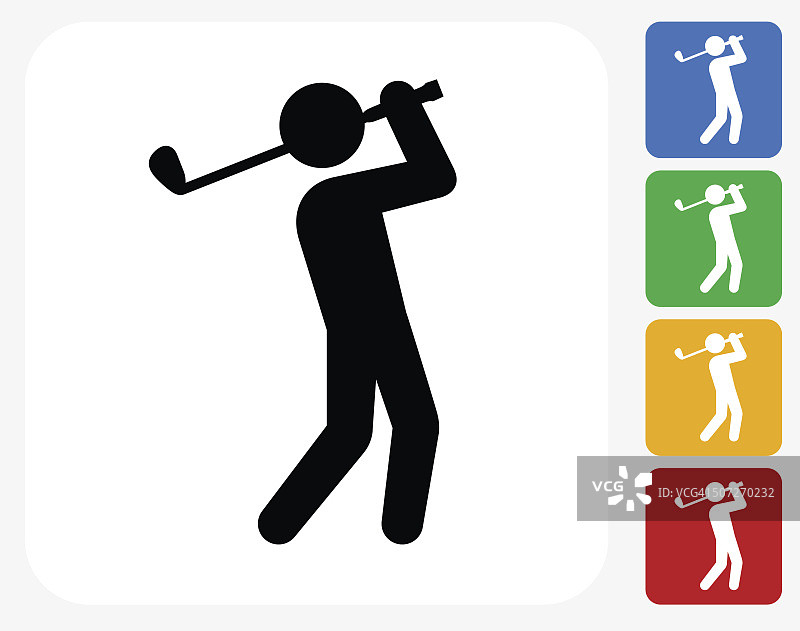 高尔夫球员图标平面图形设计图片素材