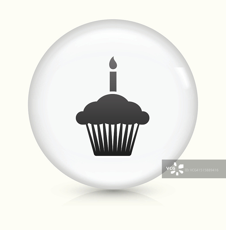 生日蛋糕图标上的白色圆形矢量按钮图片素材