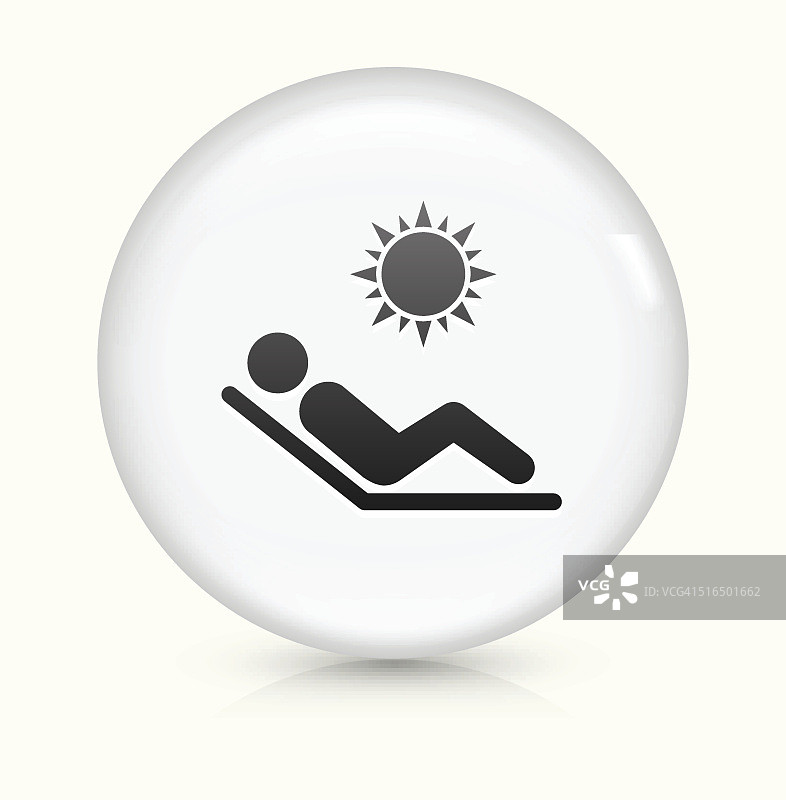 日光浴图标上的白色圆形矢量按钮图片素材