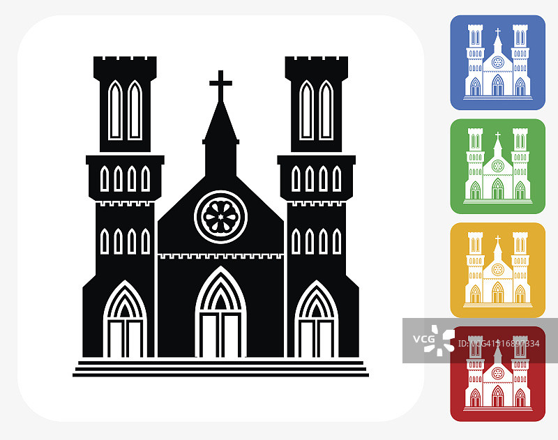 教堂建筑图标平面设计图片素材