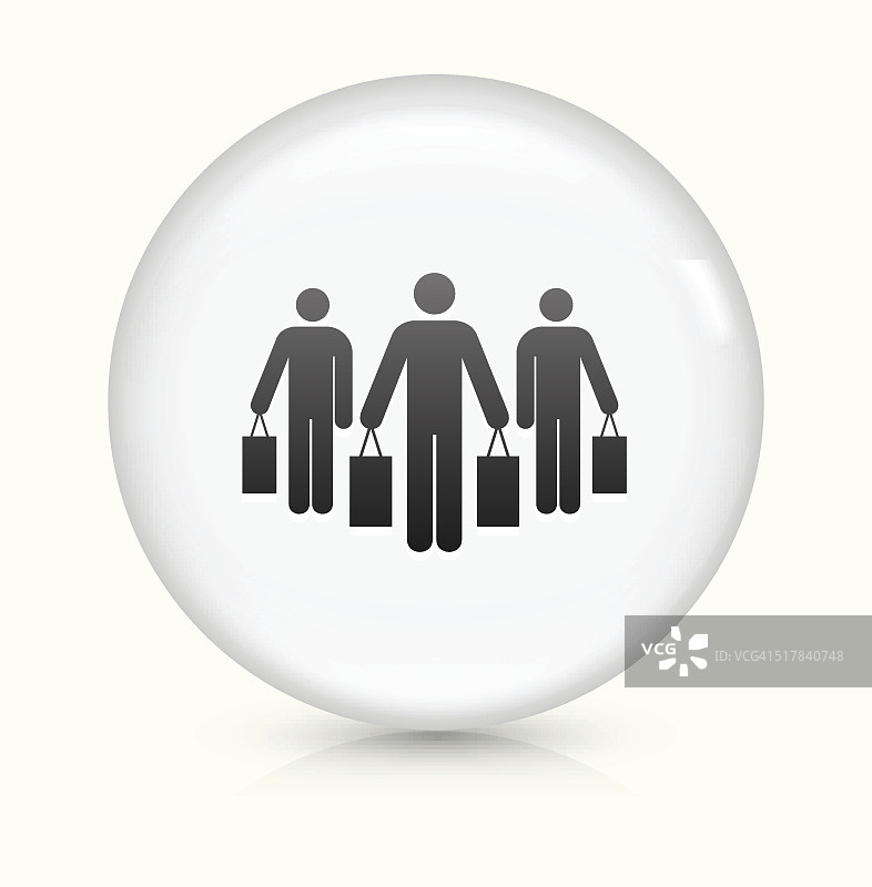 购物组图标上的白色圆形矢量按钮图片素材
